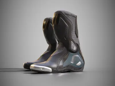 Motorcycle racing boots black Low-poly 3D model