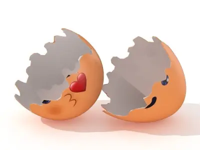 Egg Cracked Emoji N022 Low-poly 3D model