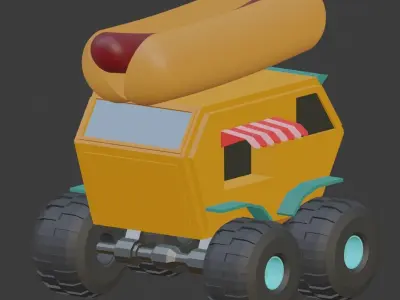 Sausage Car Low-poly 3D model