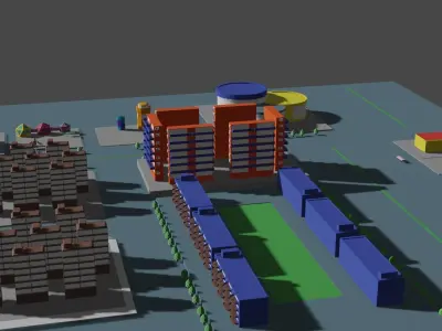 City and Street Free low-poly 3D model