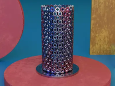 Stylized nut led lamp Low-poly 3D model