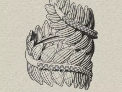 luxury bypass leaf jewelry ring 3D print model