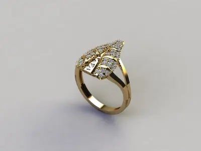 STL 3DM Women Ring Womens Ring Diamonds With Stone Model 3D print model