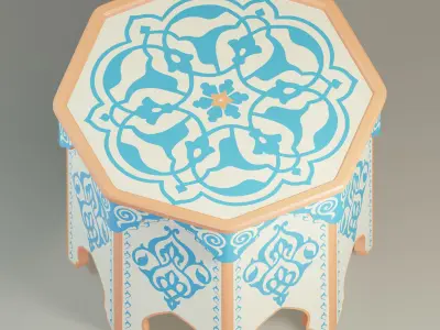 Hand painted hexagonal Moroccan table 3D model