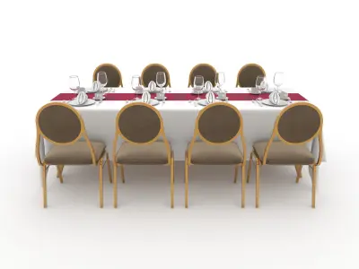 Banquet Table and Chair 86 3D model