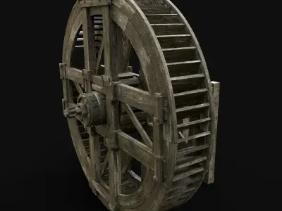 WATERMILL WHEEL FARM MILL WOODEN CONSTRUCTION NEXT GEN AAA Low-poly 3D model