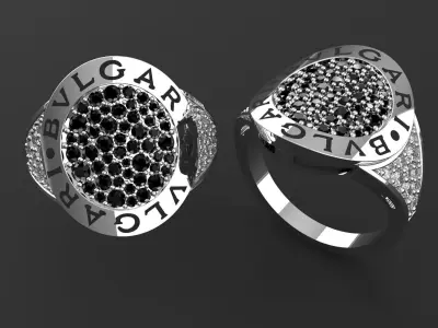Inspired Gold Ring with Diamonds 3D print model