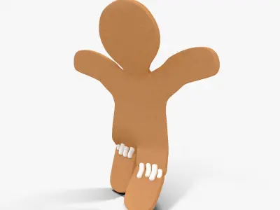 Gingerbread Man Rigged Low-poly 3D model