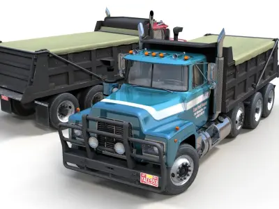 80s Industrial dump truck Low-poly 3D model