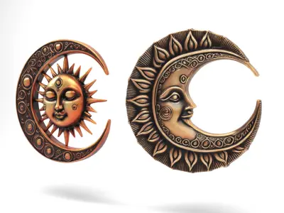 Decorative moons 2 Low-poly 3D model