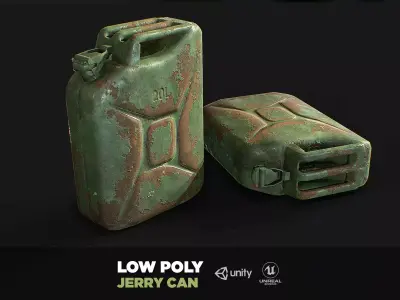 Steel Jerry Can Olive Green 20 Ltr Low-poly 3D model