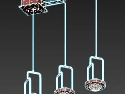 dighton-ch three gold pendant lights hanging 3D model