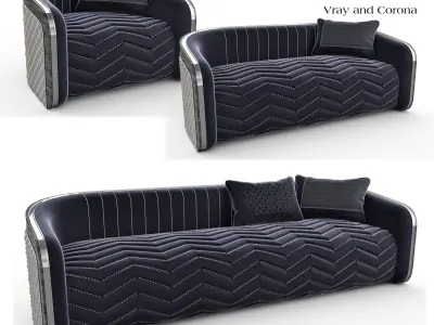 Luxury Modern Sofa And Cushion Pack 3D model