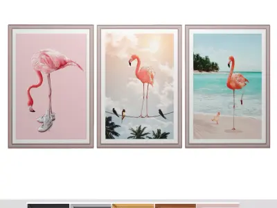 Art Frames 151- Flamingos 3D model