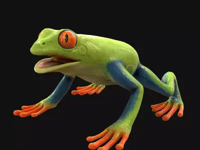 Frog Green Low-poly 3D model