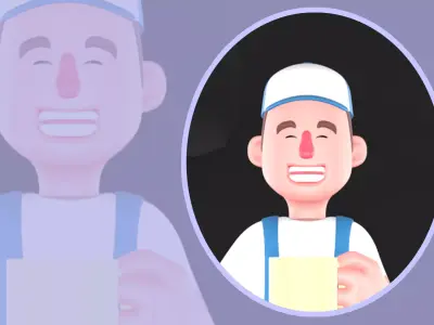 Stylized 3D Mechanic Sitting on Car Bumper - Cartoon  3D model