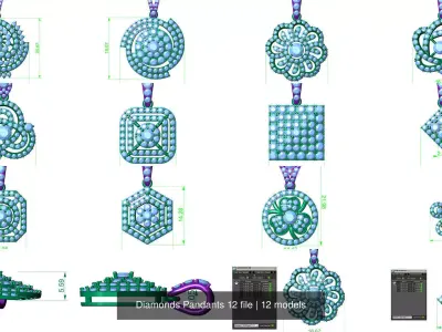 Jewelry Diamonds Pandants 12 file 3D Model Pack