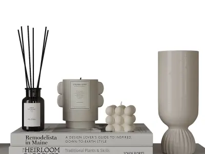 Decorative shelves with vases and books 3D model