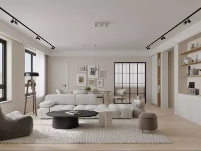 Modern living room dining room interior scenes 544 3D model