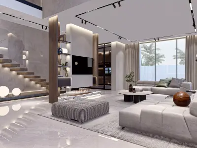  Living Room kitchen  Sketch up File  3D model
