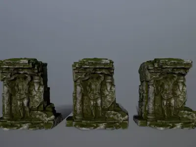 statue 2 stone structure Low-poly 3D model