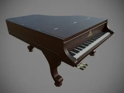 Piano Low Poly victorian grand Low-poly 3D model