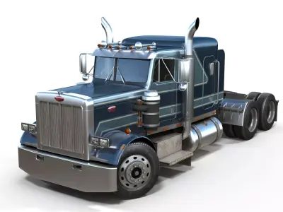 Peterbilt 359 semitruck Low-poly 3D model