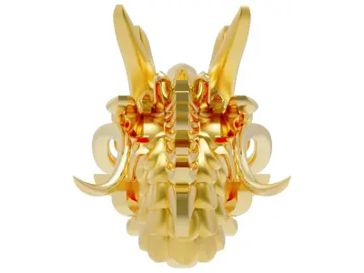 AN0016 3D Printable oriental Chinese Dragon head 3D print model  3D print model