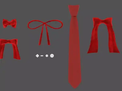 Fabric Bow and Tie Pack Set Low-poly 3D model