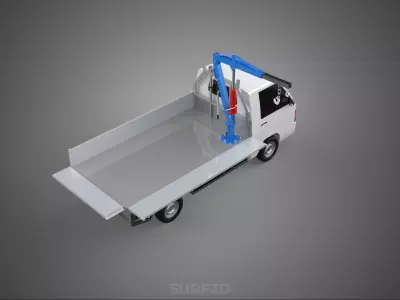 DROPSIDE FOLDING JIB CRANE HOIST HAND CRANK WINCH TRUCK PICKUP 3D model