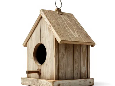 Rustic Wooden Birdhouse D Model Pack Low-poly 3D model