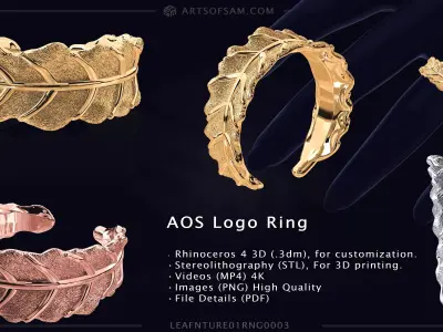 Leaf plain nature Ring 01 3D print model