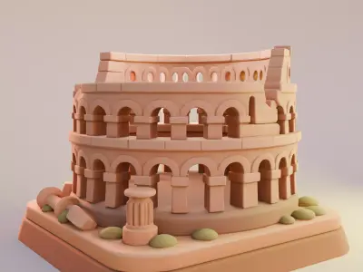 Rome Colosseum Cartoon Decorative Sculpture 3D print model