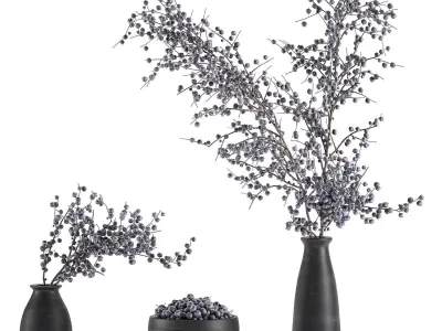 Decorative bouquet blueberry tree in Pots for the interior 547 3D model