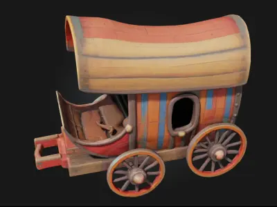 Colorful Caravan  Vibrant Travelers Home on Wheels 3D model