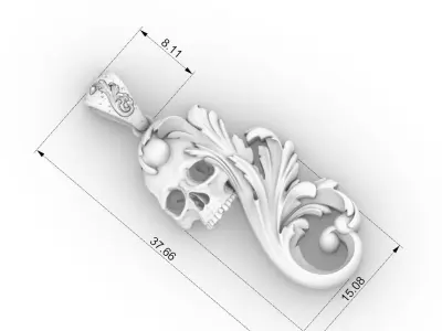 Skull ornamental pendant 3D print model