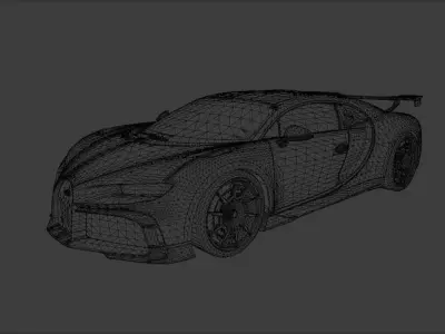 Bugatti Car 3D Model Low-poly 3D model