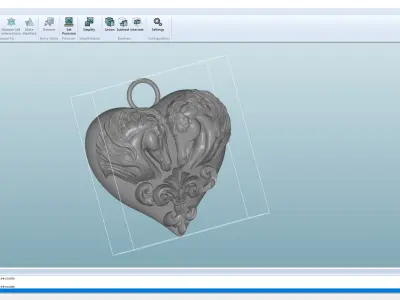 Horse Head On Heart pendant jewelry gold 3D print model