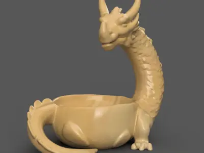 Dragon Organizer Echo Dot Holder planter candle holder 2 3D print model