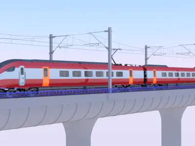 Bridge with Hitachi Azuma 3D model