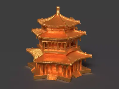 Chinese ancient tower  3D model 7
