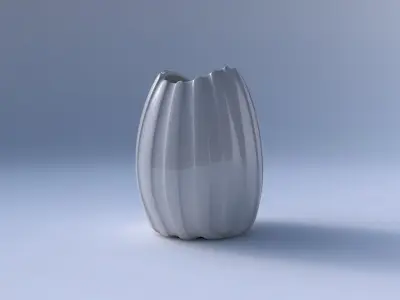 Bowl compressed with smooth vertical ribbons 3D print model