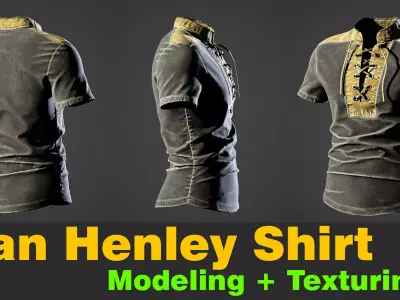 Man Henley Shirt Low-poly 3D model