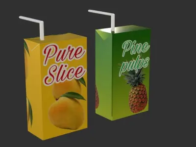 Juice box 250 ml Low-poly 3D model