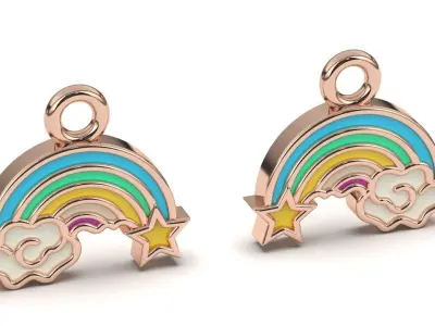 Dainty Rainbow cloud charm pendant  3D print model