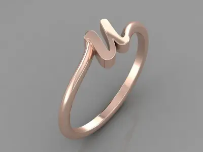 Alphabet Ring U 3D print model