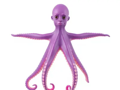 Purple Octopus Character model pack Low-poly 3D model