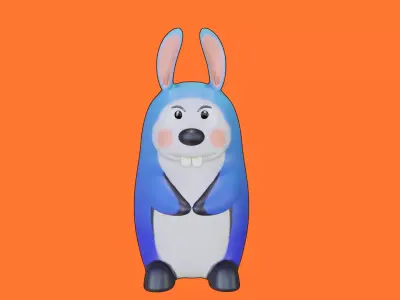 Bunny toon style 2 Low-poly 3D model