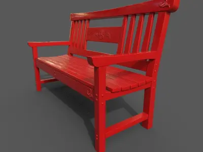 Metal Bench Low-poly 3D model