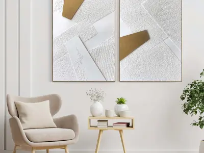 Plaster Two Photo Frame 182 Low-poly 3D model
